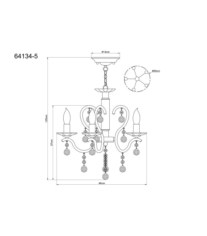 Camila Pendant Ceiling Light Gunmetal Crystals Clear Glass Shade 5x E14-6