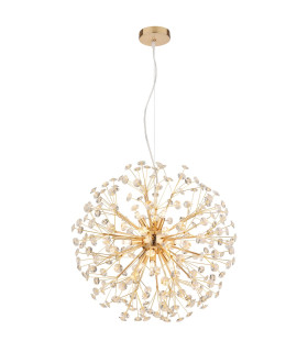 Katrina Spherical Pendant Ceiling Light Gold Colors K9 Crystals 9x G9 3000K-1