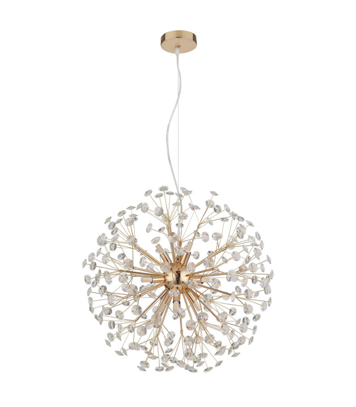 Katrina Spherical Pendant Ceiling Light Gold Colors K9 Crystals 9x G9 3000K-2