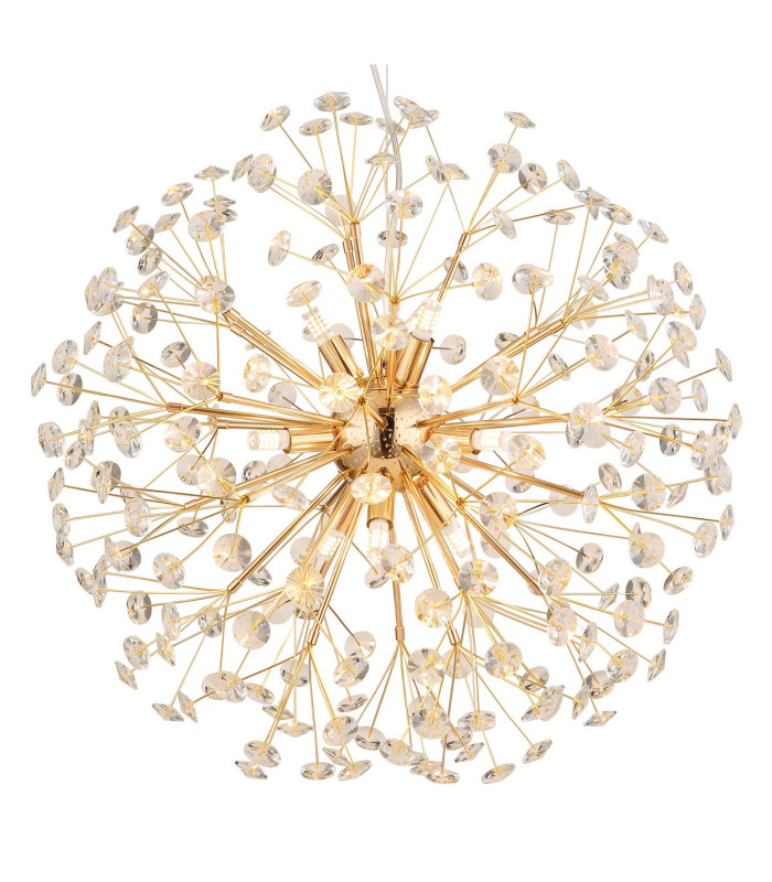 Katrina Spherical Pendant Ceiling Light Gold Colors K9 Crystals 9x G9 3000K-3