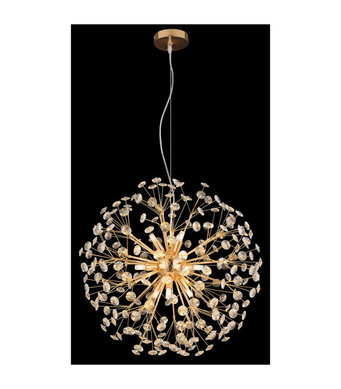 Katrina Spherical Pendant Ceiling Light Gold Colors K9 Crystals 9x G9 3000K-4