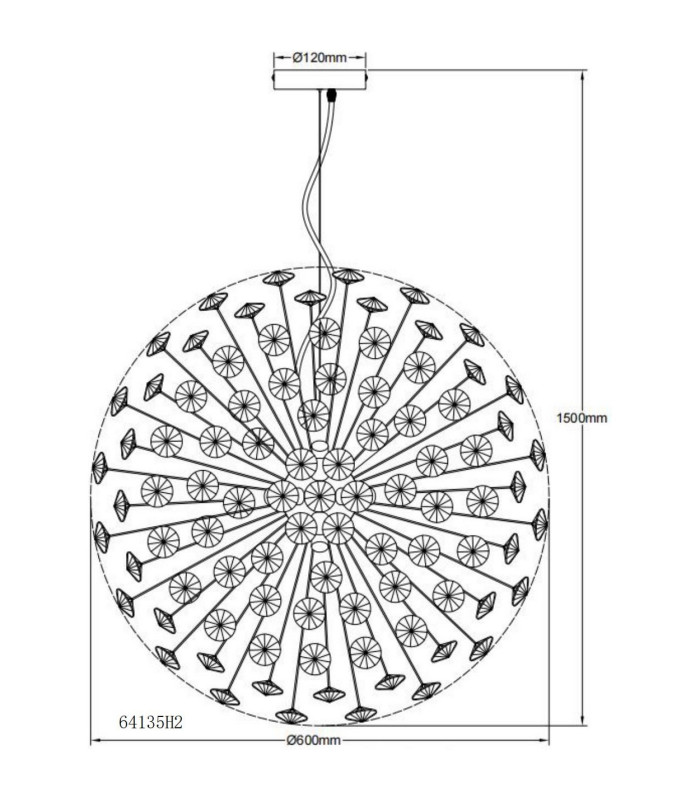 Katrina Spherical Pendant Ceiling Light Gold Colors K9 Crystals 9x G9 3000K-5