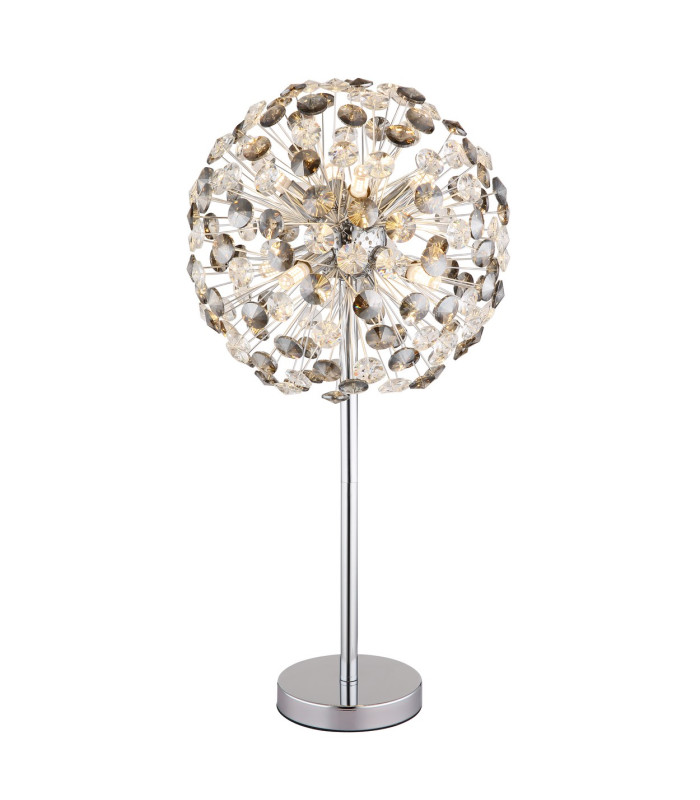 Katrina Glass Table Lamp Chrome K9 Crystals Smoke Colored 8x G9 3000K-1