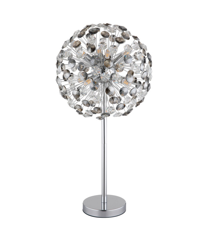 Katrina Glass Table Lamp Chrome K9 Crystals Smoke Colored 8x G9 3000K-2