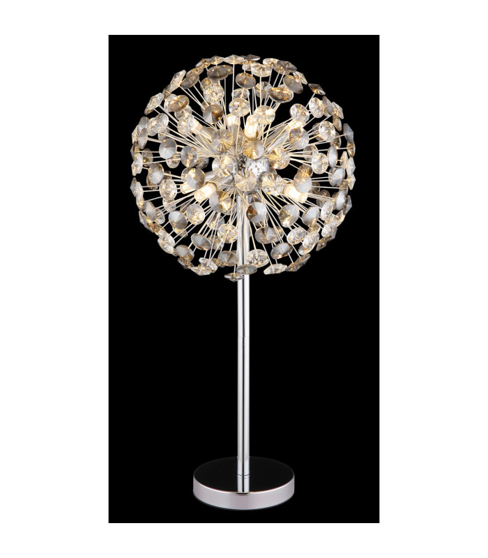 Katrina Glass Table Lamp Chrome K9 Crystals Smoke Colored 8x G9 3000K-3