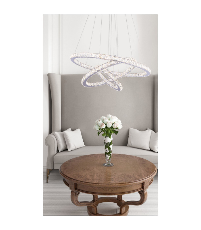 Marilyn I Pendant Ceiling Light Chrome K5 Crystals 3x LED Dimmable 3000-6000K Remote Control-8