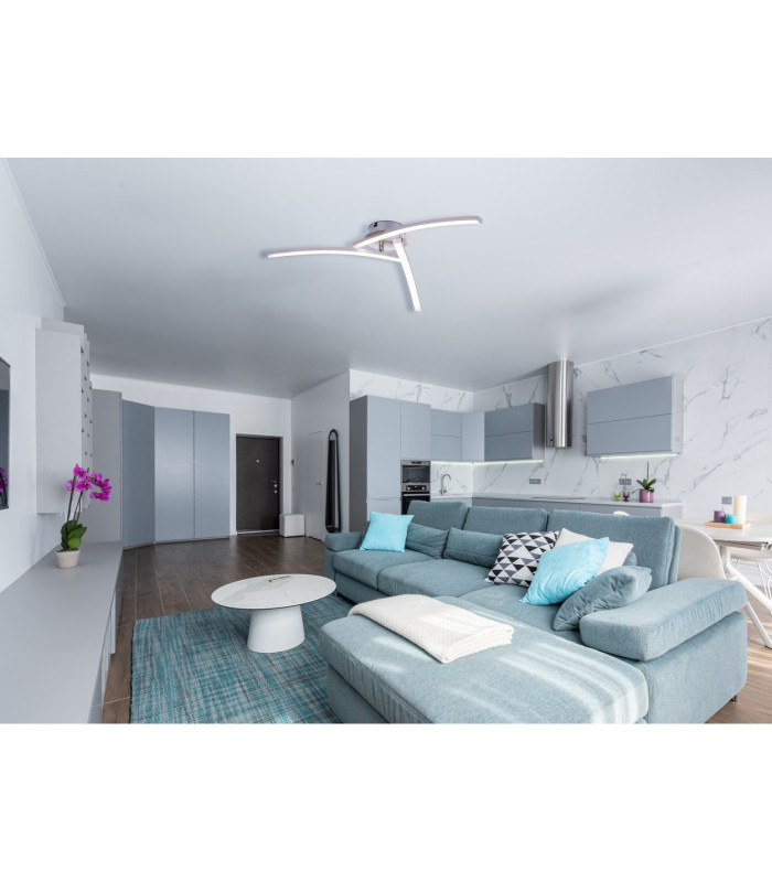 Tansy Integrated LED Semi Flush Ceiling Light Nickel Matt 3x LED 3000-4000K-8