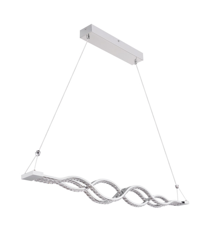 Pilla Pendant Ceiling Light Chrome Clear Glass Shade LED Dimmable 3000-6000K-2