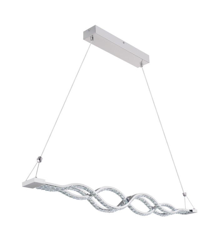 Pilla Pendant Ceiling Light Chrome Clear Glass Shade LED Dimmable 3000-6000K-9