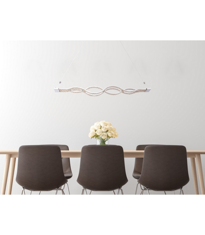Pilla Pendant Ceiling Light Chrome Clear Glass Shade LED Dimmable 3000-6000K-12