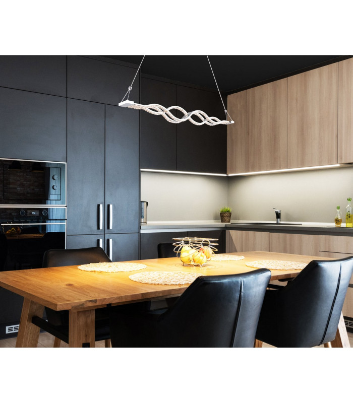 Pilla Pendant Ceiling Light Chrome Clear Glass Shade LED Dimmable 3000-6000K-14