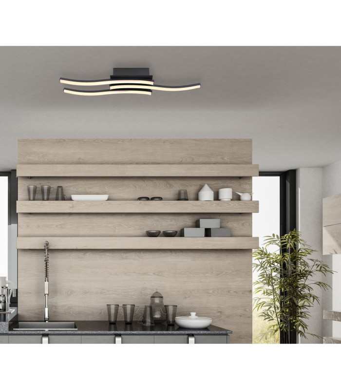 Kasimir Integrated LED Semi Flush Ceiling Light Matt Black 3x LED 3000K-6