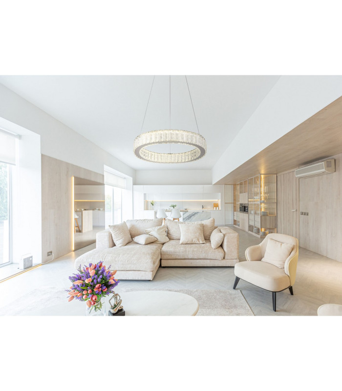 Mucky 50cm Pendant Ceiling Light Chrome K5 Crystals LED Dimmable 2700-6000K Remote Control-11