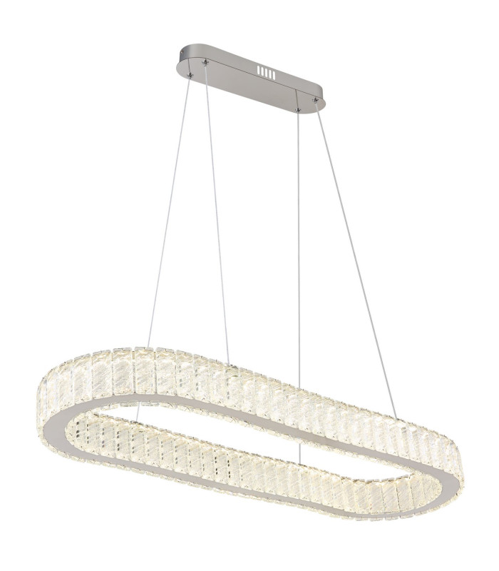 Mucky 89x31cm Pendant Ceiling Light Chrome K5 Crystals LED Dimmable 2700-6000K Remote Control-1
