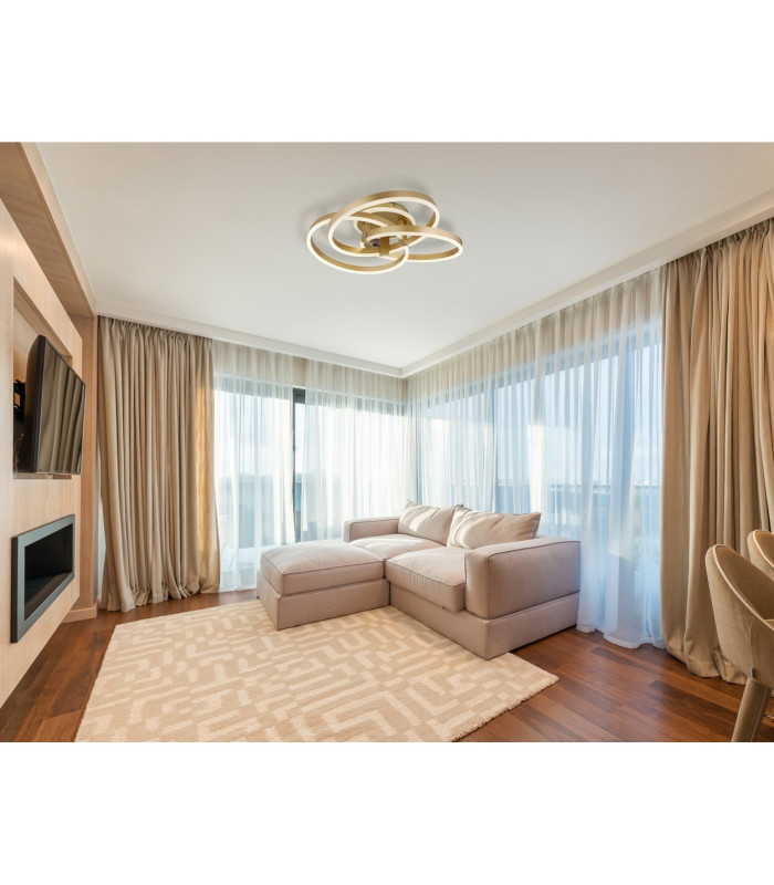 Herwig Integrated LED Semi Flush Ceiling Light Gold Colours Matt LED Dimmable 2700-6000K Remote Control-7