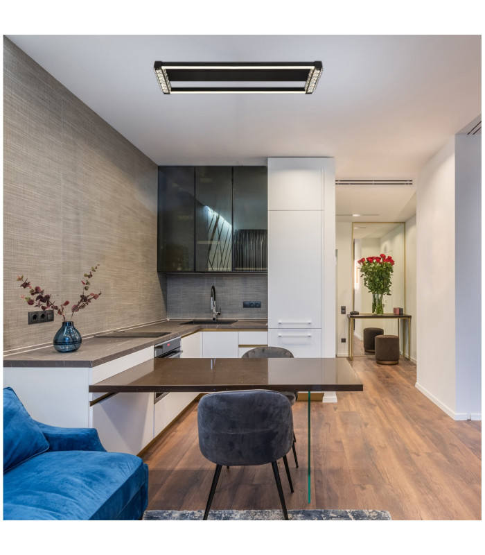 Mariella Integrated LED Semi Flush Ceiling Light Matt Black LED Dimmable 2700-6000K Remote Control-12