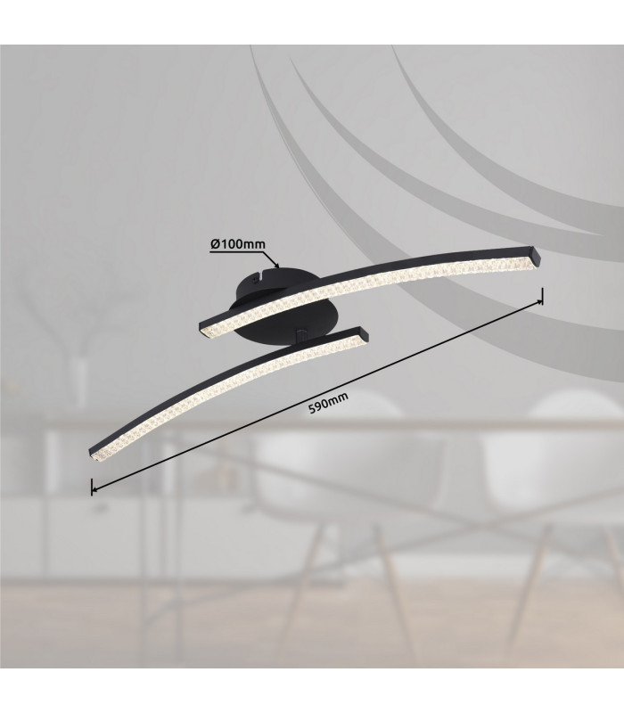 Jules Integrated LED Semi Flush Ceiling Light Matt Black 2x LED 2700-4000K-12