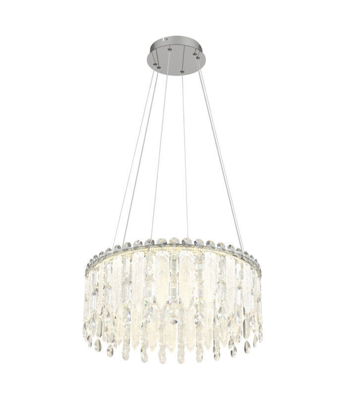 Klunka 59.5cm Pendant Ceiling Light Chrome K5 Crystals LED Dimmable 2700-6000K Remote Control-1