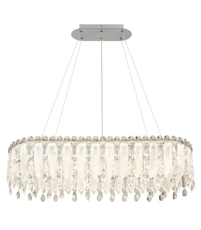Klunka 99x36cm Pendant Ceiling Light Chrome K5 Crystals LED Dimmable 2700-6000K Remote Control-3