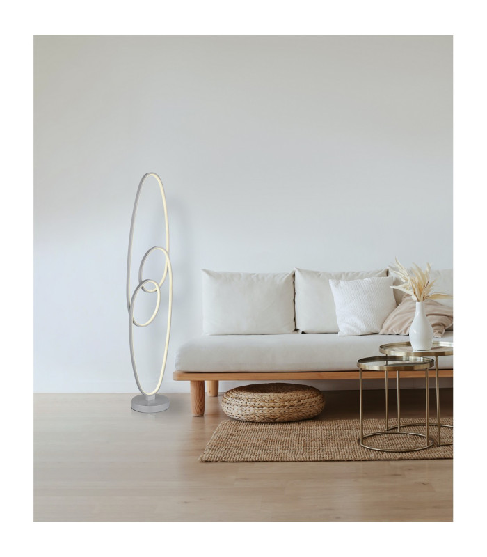 Spira LED Integrated Floor Lamp Silver Colored Matt 2x LED 2700-6500K-7