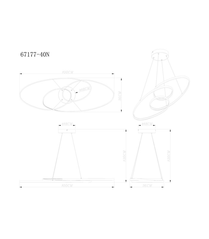 Spira Pendant Ceiling Light Silver Colored Matt 2x LED 2700-6500K-7
