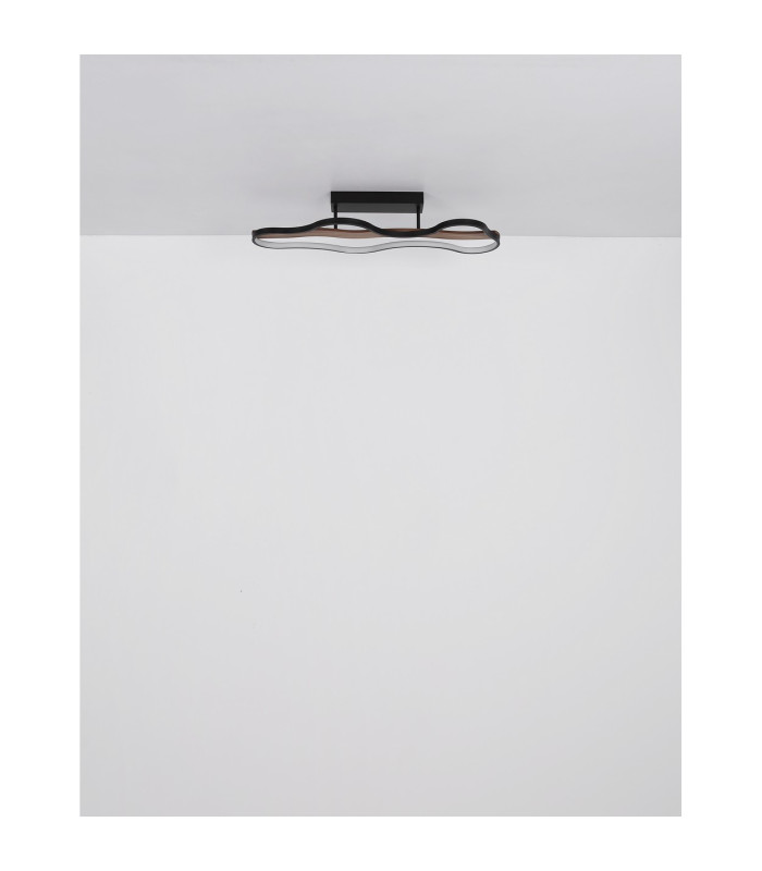 Bezzy Integrated LED Semi Flush Ceiling Light Matt Black LED 3000K-6