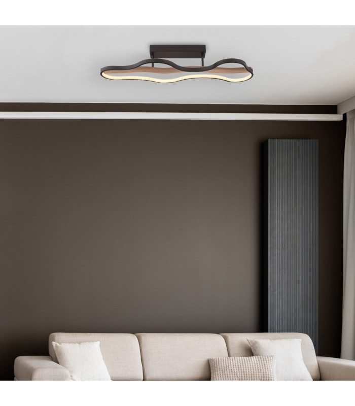 Bezzy Integrated LED Semi Flush Ceiling Light Matt Black LED 3000K-7
