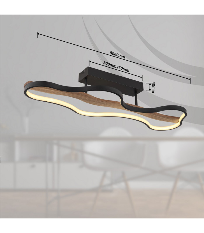 Bezzy Integrated LED Semi Flush Ceiling Light Matt Black LED 3000K-8