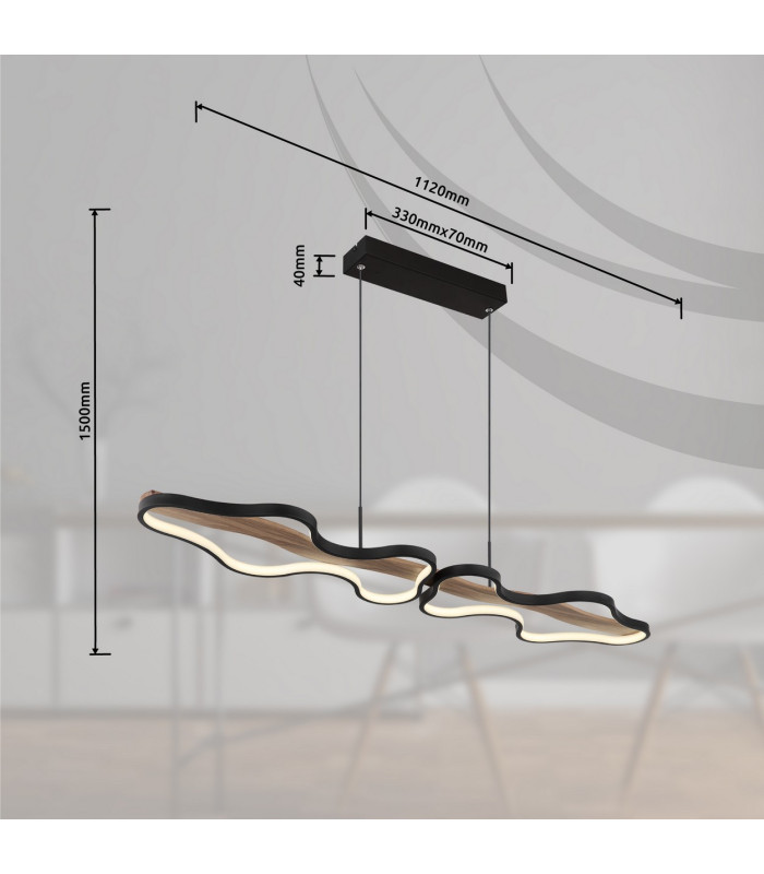 Bezzy Pendant Ceiling Light Matt Black LED Dimmable 2700-6000K Remote Control-13