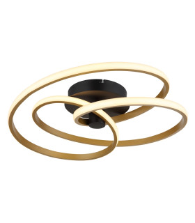Glyxar Gold Integrated LED Semi Flush Ceiling Light Matt Black LED 3000K-1