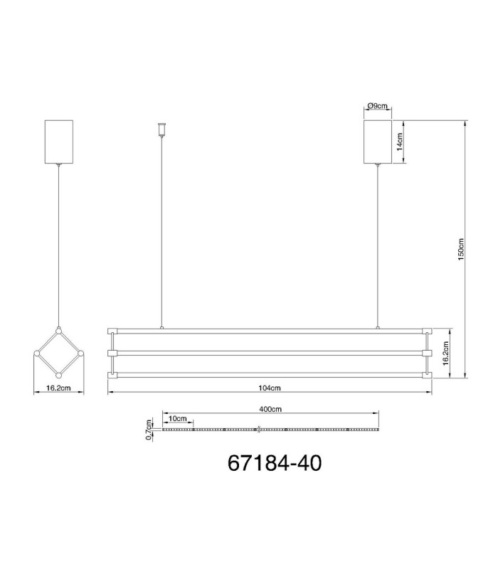 Kayson 104cm Pendant Ceiling Light Matt Black LED 3000K-9