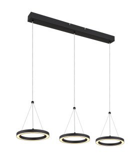Grenvix Triple Ring Pendant Ceiling Light Matt Black 3x LED 3000K-1