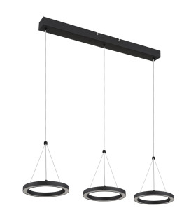 Grenvix Triple Ring Pendant Ceiling Light Matt Black 3x LED 3000K-2