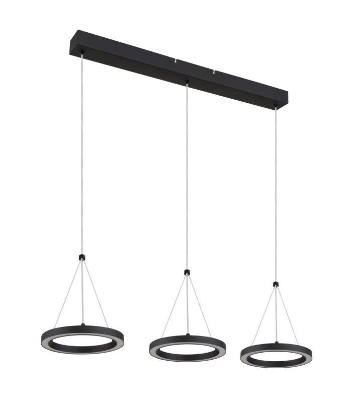 Grenvix Triple Ring Pendant Ceiling Light Matt Black 3x LED 3000K-2