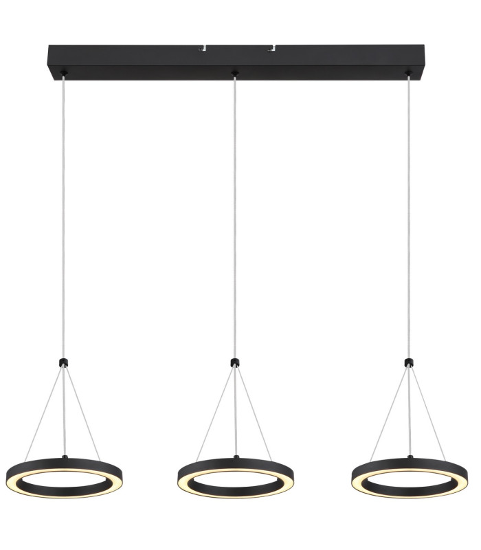 Grenvix Triple Ring Pendant Ceiling Light Matt Black 3x LED 3000K-3