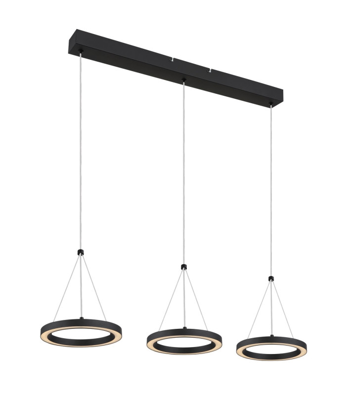 Grenvix Triple Ring Pendant Ceiling Light Matt Black 3x LED 3000K-9