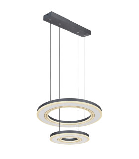 Blasius Twin Ring Pendant Ceiling Light Black 2x LED Dimmable 2700-6000K Remote Control-1