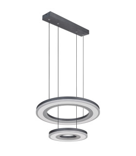 Blasius Twin Ring Pendant Ceiling Light Black 2x LED Dimmable 2700-6000K Remote Control-2