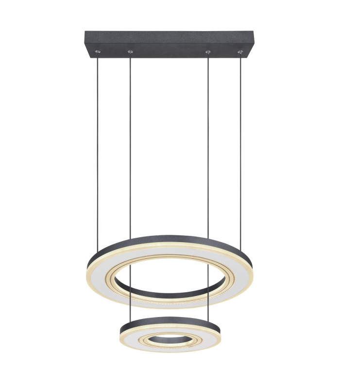 Blasius Twin Ring Pendant Ceiling Light Black 2x LED Dimmable 2700-6000K Remote Control-3
