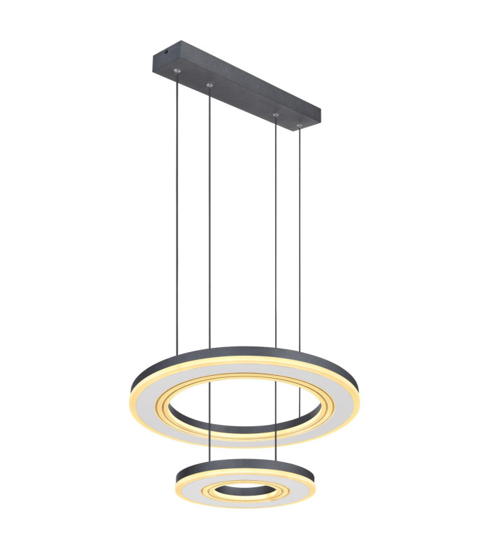 Blasius Twin Ring Pendant Ceiling Light Black 2x LED Dimmable 2700-6000K Remote Control-5