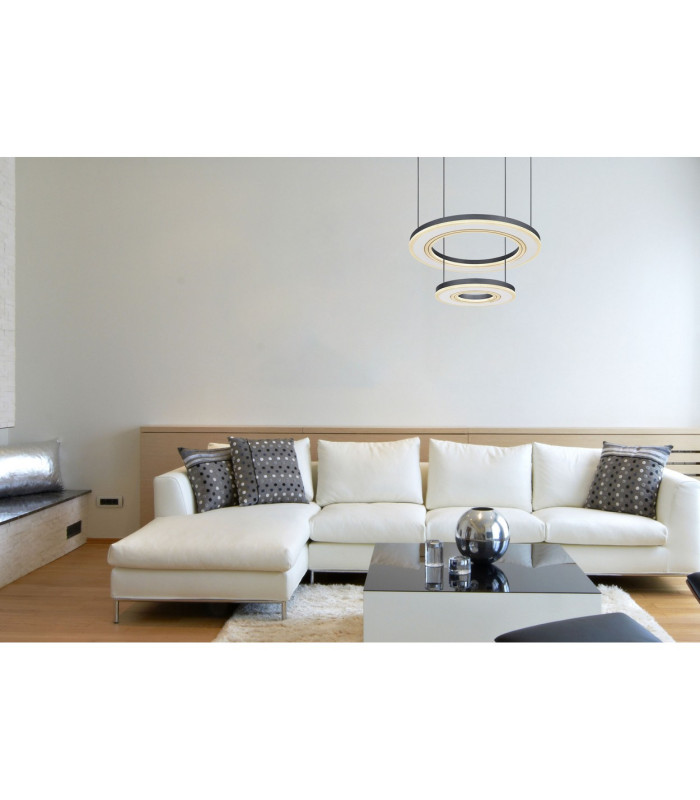 Blasius Twin Ring Pendant Ceiling Light Black 2x LED Dimmable 2700-6000K Remote Control-8