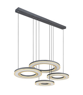 Blasius Four Ring Pendant Ceiling Light Black 4x LED Dimmable 2700-6000K Remote Control-1