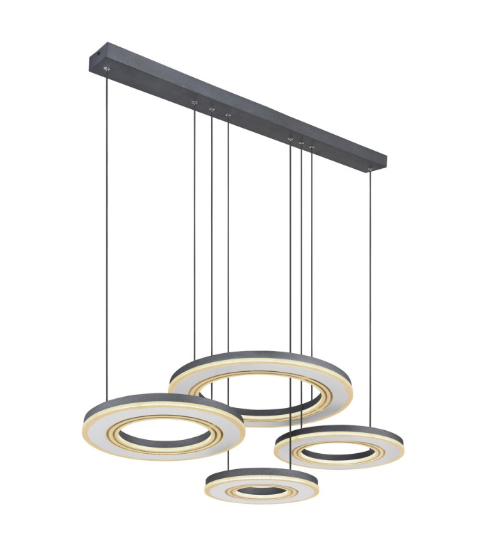 Blasius Four Ring Pendant Ceiling Light Black 4x LED Dimmable 2700-6000K Remote Control-1