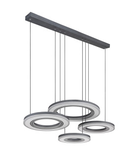 Blasius Four Ring Pendant Ceiling Light Black 4x LED Dimmable 2700-6000K Remote Control-2