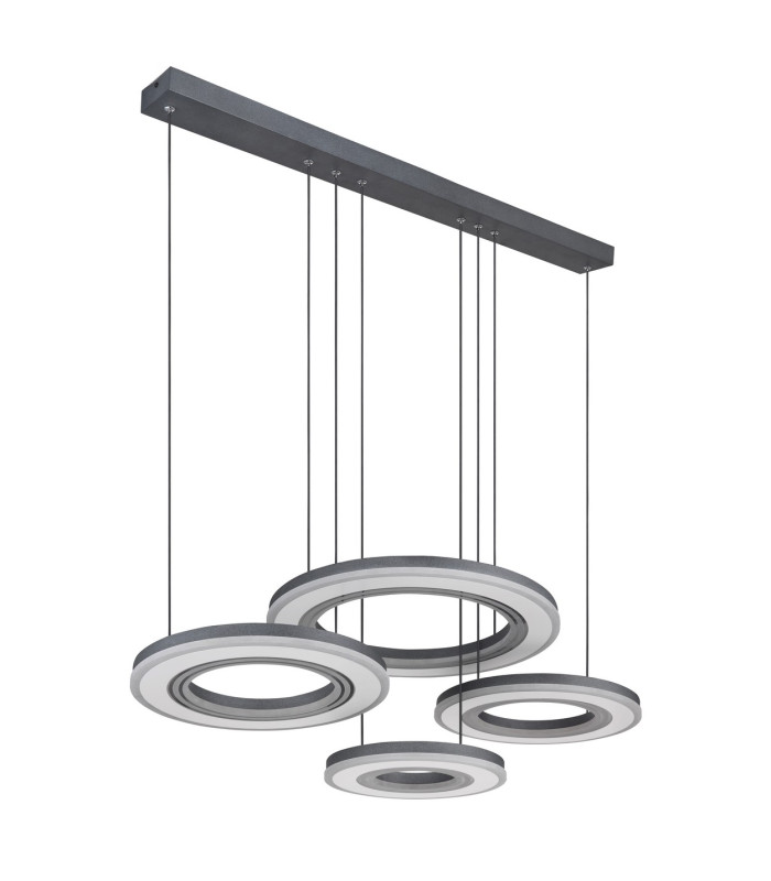 Blasius Four Ring Pendant Ceiling Light Black 4x LED Dimmable 2700-6000K Remote Control-2