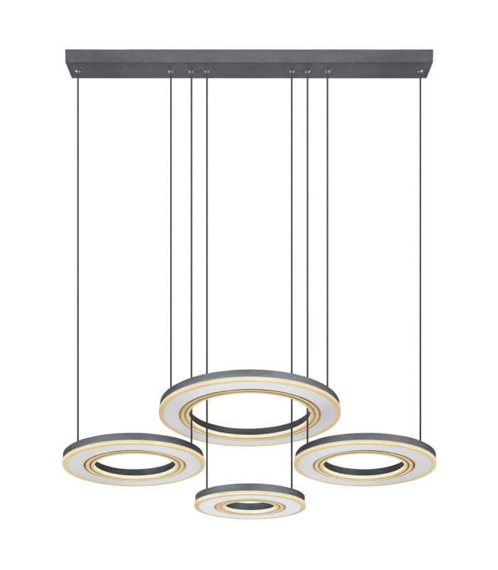 Blasius Four Ring Pendant Ceiling Light Black 4x LED Dimmable 2700-6000K Remote Control-3