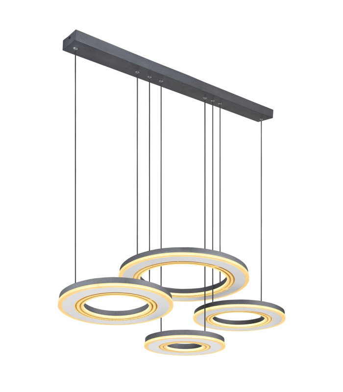 Blasius Four Ring Pendant Ceiling Light Black 4x LED Dimmable 2700-6000K Remote Control-5