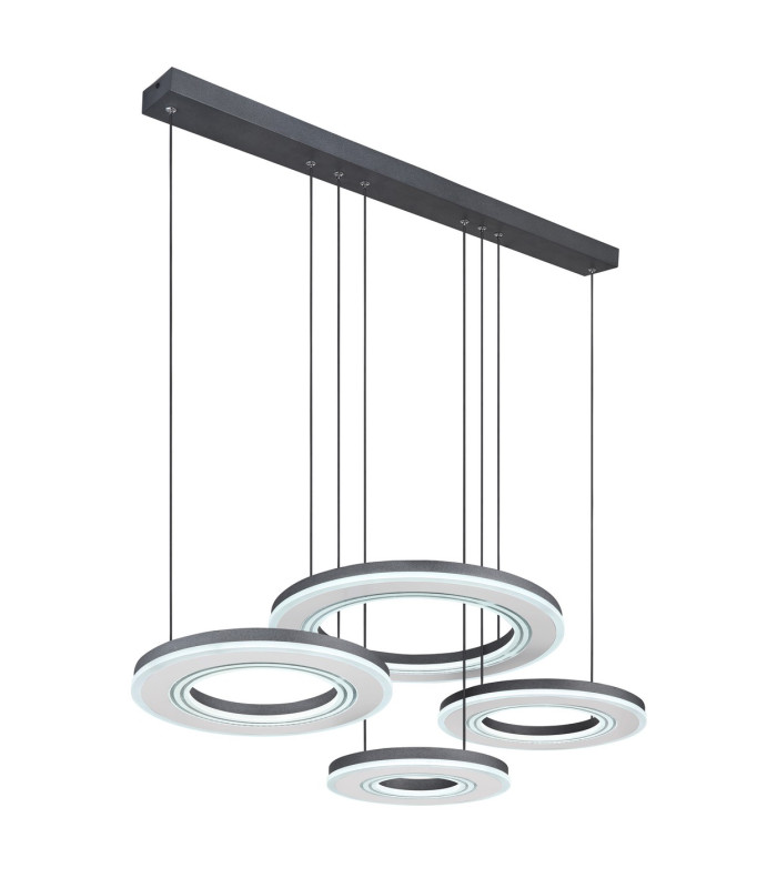 Blasius Four Ring Pendant Ceiling Light Black 4x LED Dimmable 2700-6000K Remote Control-6