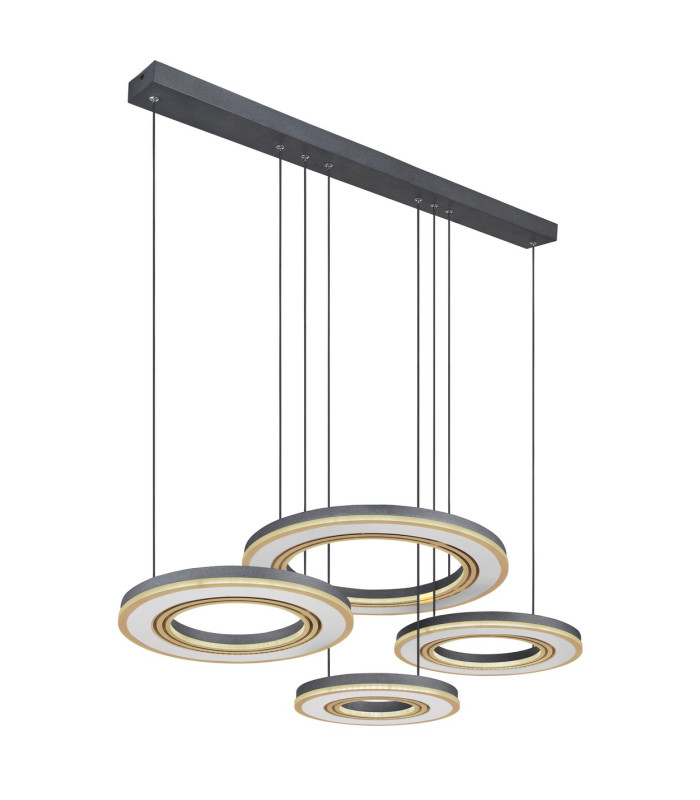 Blasius Four Ring Pendant Ceiling Light Black 4x LED Dimmable 2700-6000K Remote Control-9