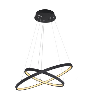 Ralph Twin Ring Pendant Ceiling Light Matt Black 2x LED Dimmable 3000K-1